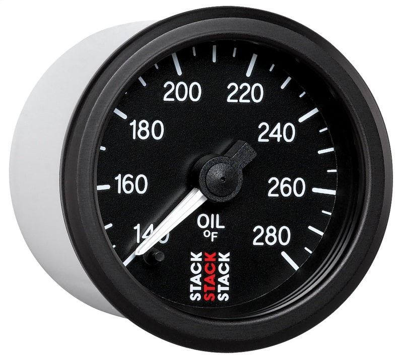 Autometer Stack 52mm 140-280 Deg F 1/8in NPTF Male Pro Stepper Motor Oil Temp Gauge - Black Gauges AutoMeter