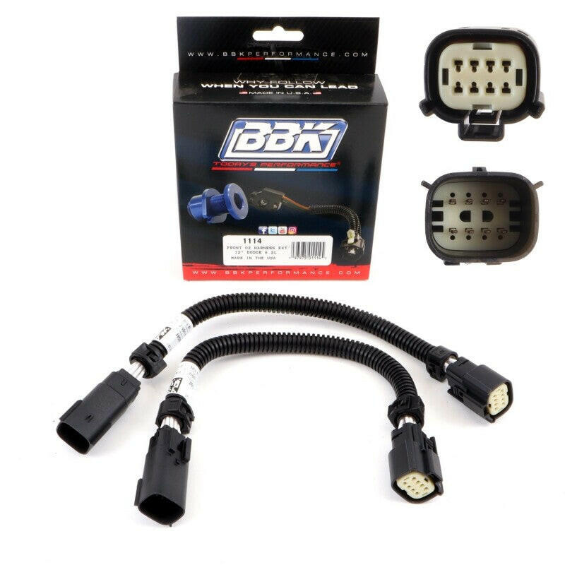 BBK 05-20 Dodge Hellcat 6.2L 6 Pin Front O2 Sensor Wire Harness Extensions 12 (pair) Gauge Components BBK