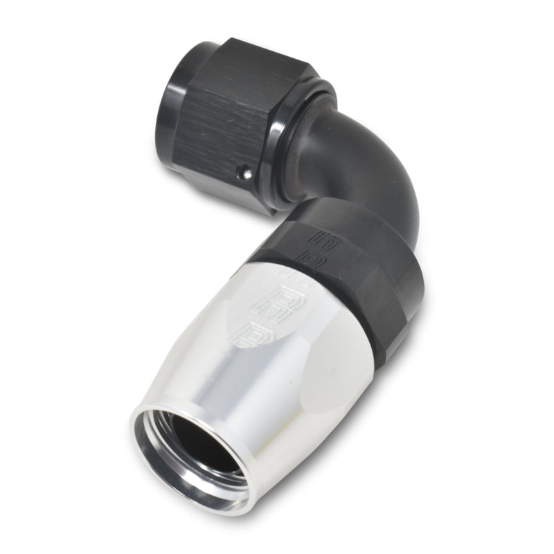 Russell Performance -12 AN Black/Silver 90 Degree Full Flow Hose End Fittings Russell