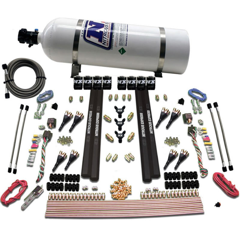Nitrous Express SX2 Dual Stage 8 Solenoid /Gasoline Nitrous Kit (200-1200HP) w/15lb Bottle Nitrous Systems Nitrous Express