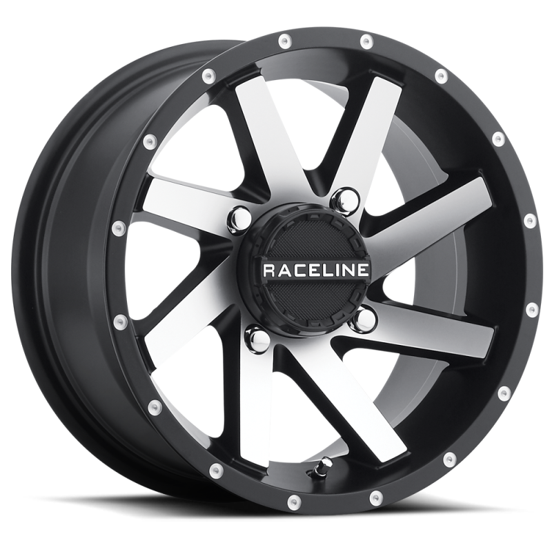Raceline A82M Twist 14x7in / 4x137 BP / 10mm Offset / 110.2mm Bore - Black & Machined Wheel Wheels - Cast Raceline