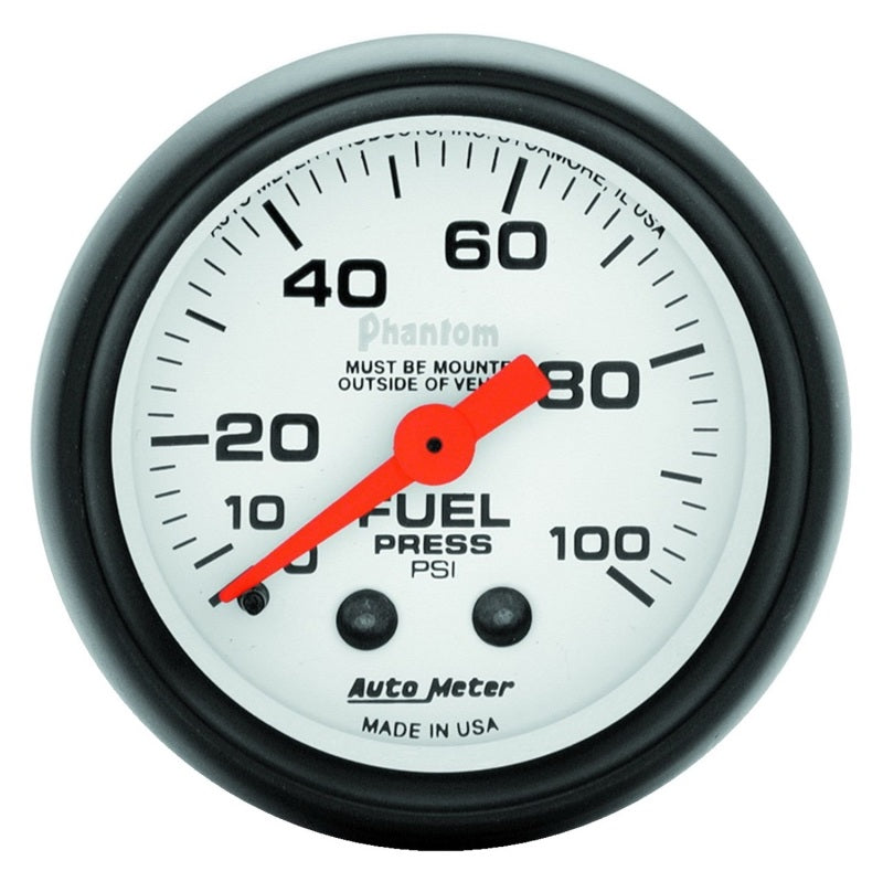 Autometer Phantom 52mm 100 PSI Mechanical Fuel Pressure Gauge Gauges AutoMeter