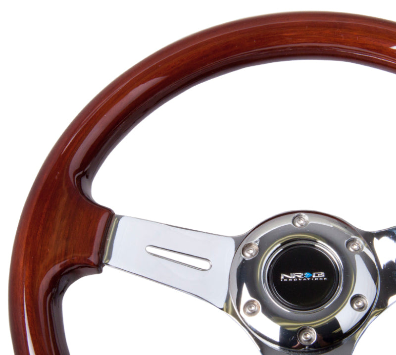 NRG Classic Wood Grain Steering Wheel (330mm) Wood Grain w/Chrome 3-Spoke Center Steering Wheels NRG