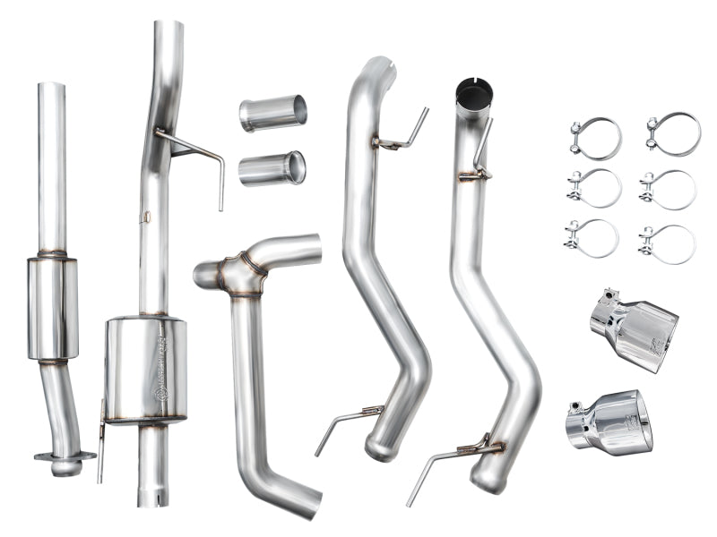 AWE Tuning 2021+ Ford F150 Tremor w/ Bumper Cutouts 0FG Resonated Cat-Back w/ Chrome Silver Tips Catback AWE Tuning