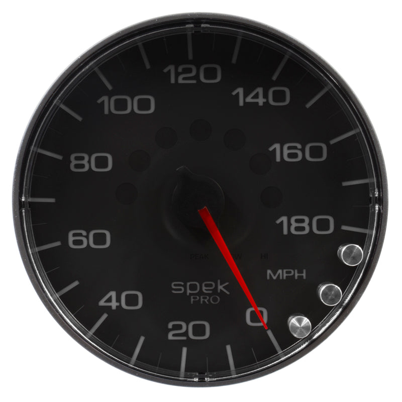 Autometer Spek-Pro Gauge Speedometer 5in 180 Mph Elec. Programmable Black/Black Gauges AutoMeter