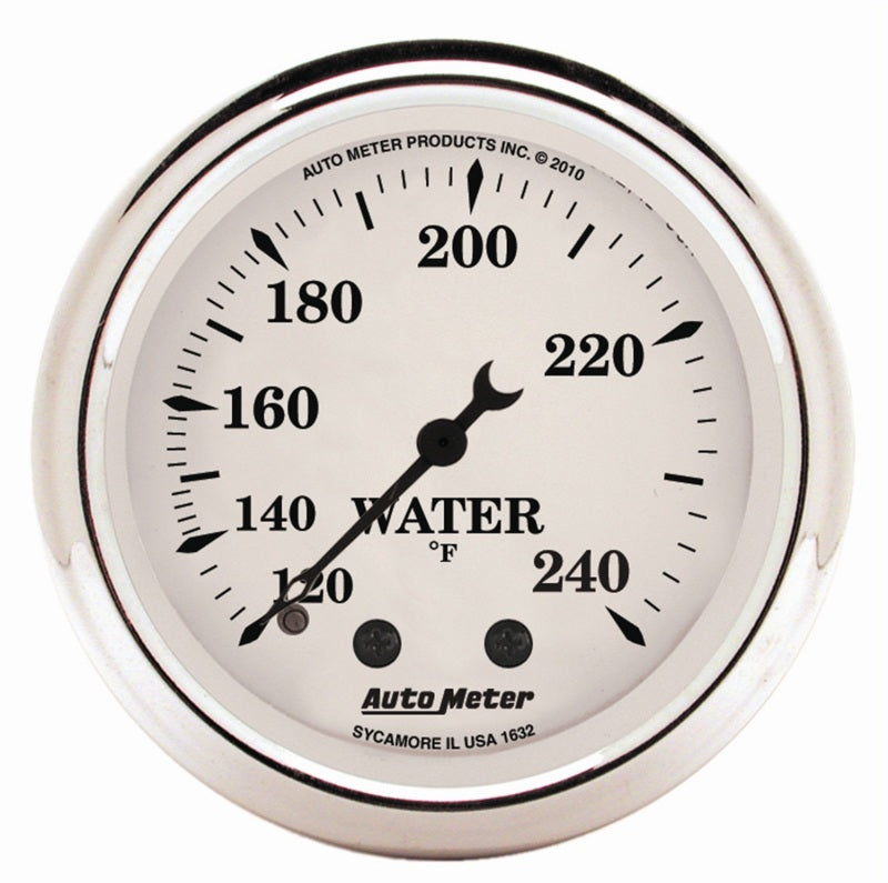 AutoMeter Gauge Water Temp 2-1/16in. 120-240 Deg. F Mech Old Tyme White Gauges AutoMeter