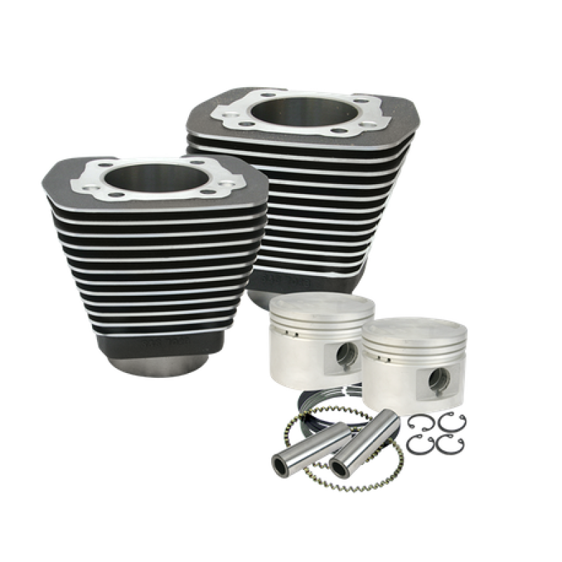S&S Cycle 84-99 BT w/ Stock Cylinder Heads 3-1/2in Bore Cylinder & Piston Kit - Wrinkle Black Piston Sets - Powersports S&S Cycle