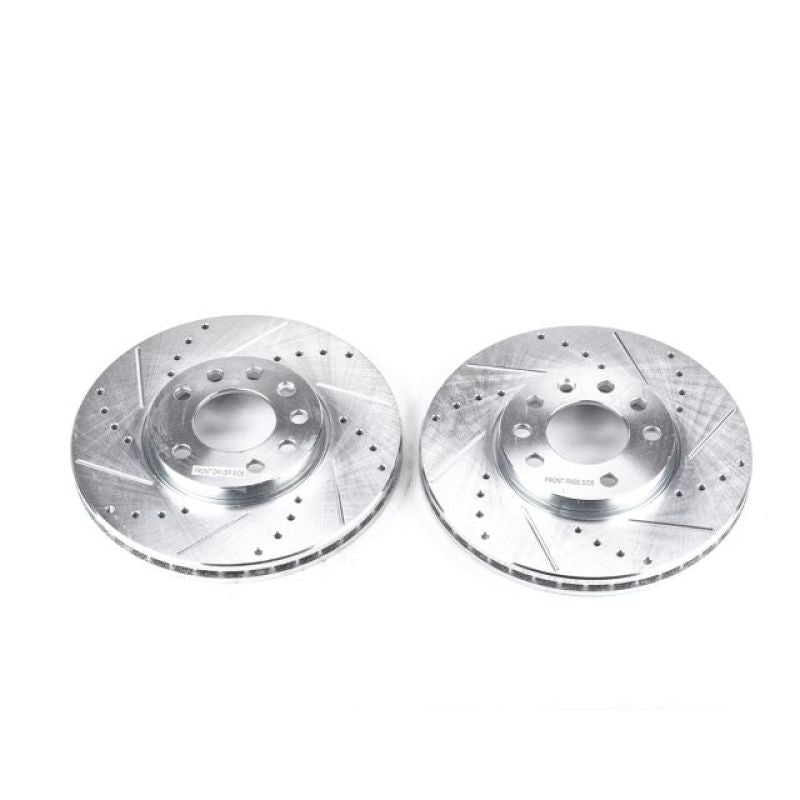 Power Stop 03-11 Saab 9-3 Front Evolution Drilled & Slotted Rotors - Pair Brake Rotors - Slot & Drilled PowerStop