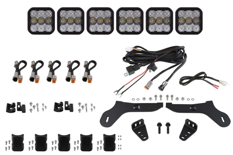 Diode Dynamics 17-20 Ford Raptor SS5 Grille CrossLink Lightbar Kit Sport - White Combo Light Bars & Cubes Diode Dynamics