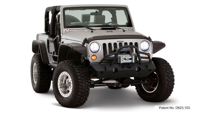 Bushwacker 07-18 Jeep Wrangler Flat Style Flares 4pc Fits 2-Door Sport Utility Only - Black Fender Flares Bushwacker