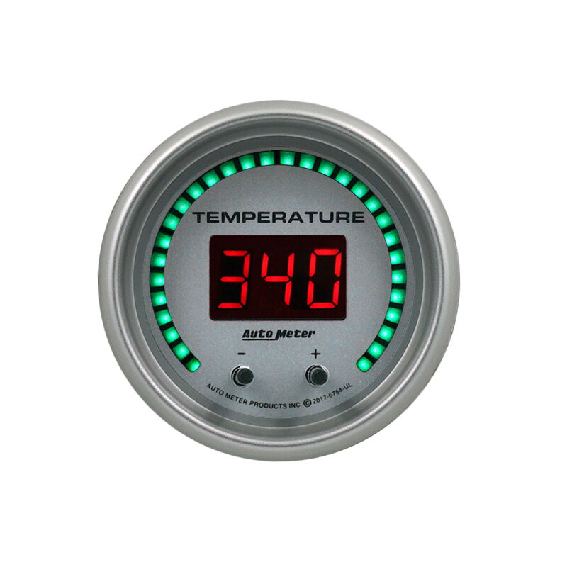 Autometer 52.4mm Silver Switchable 60-340 Degrees F/40-170 Degrees C Ultra-Lite Elite Digital Gauge Gauges AutoMeter