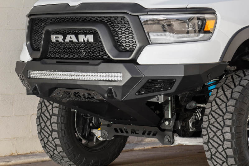 Addictive Desert Designs 2019 Ram Rebel 1500 Stealth Fighter Fr Bumper w/Parking Sensor Cutouts Bumpers - Steel Addictive Desert Designs