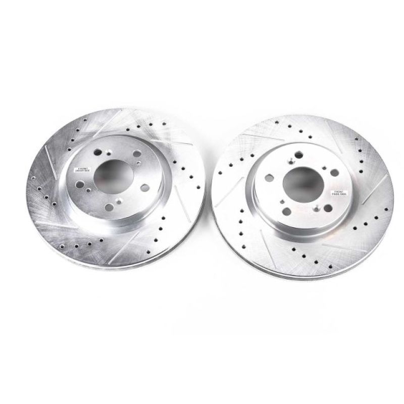 Power Stop 05-12 Acura RL Front Evolution Drilled & Slotted Rotors - Pair Brake Rotors - Slot & Drilled PowerStop