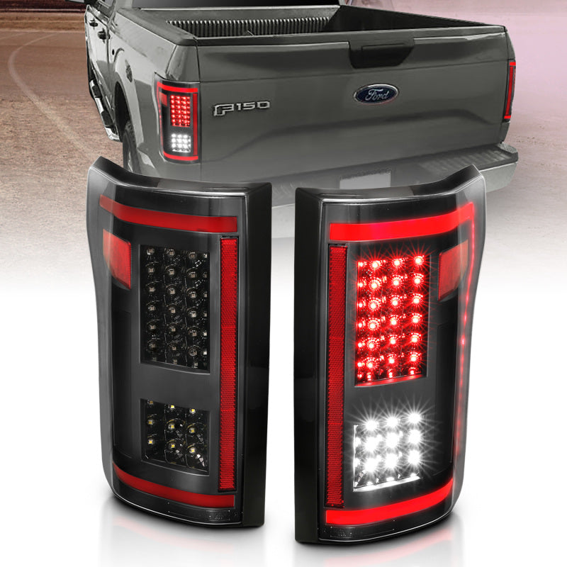 ANZO 15-17 Ford F-150 LED Taillights Black w/ Sequential Tail Lights ANZO