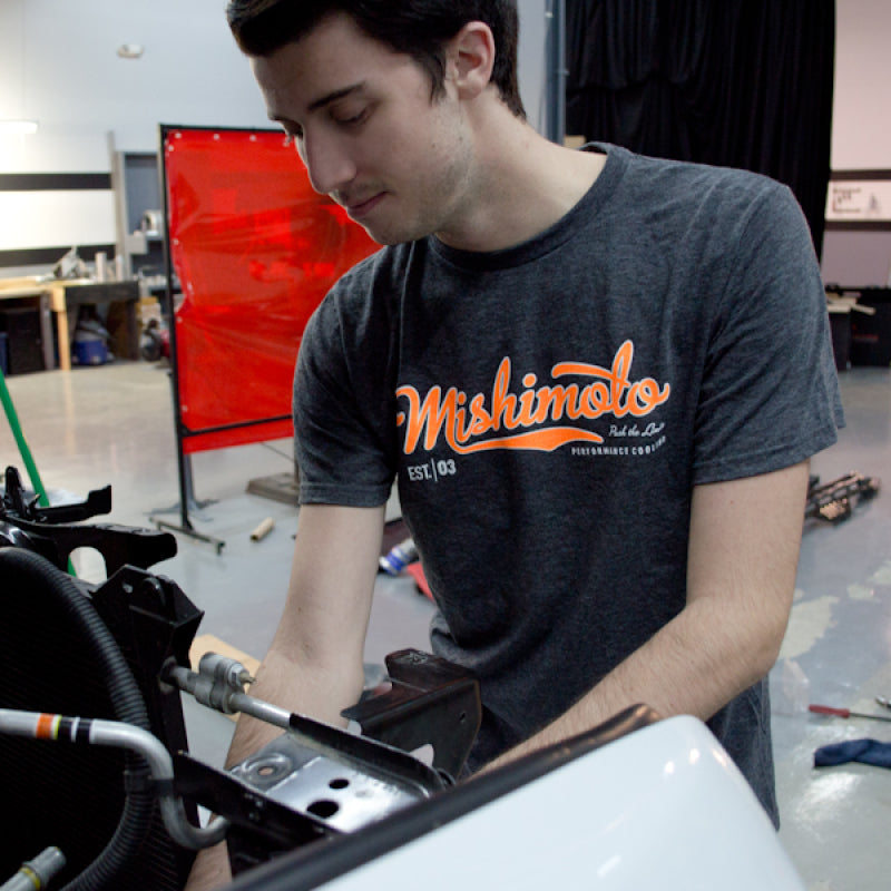 Mishimoto Mens Athletic Script Gray T-Shirt - Large Cargo Boxes & Bags Mishimoto