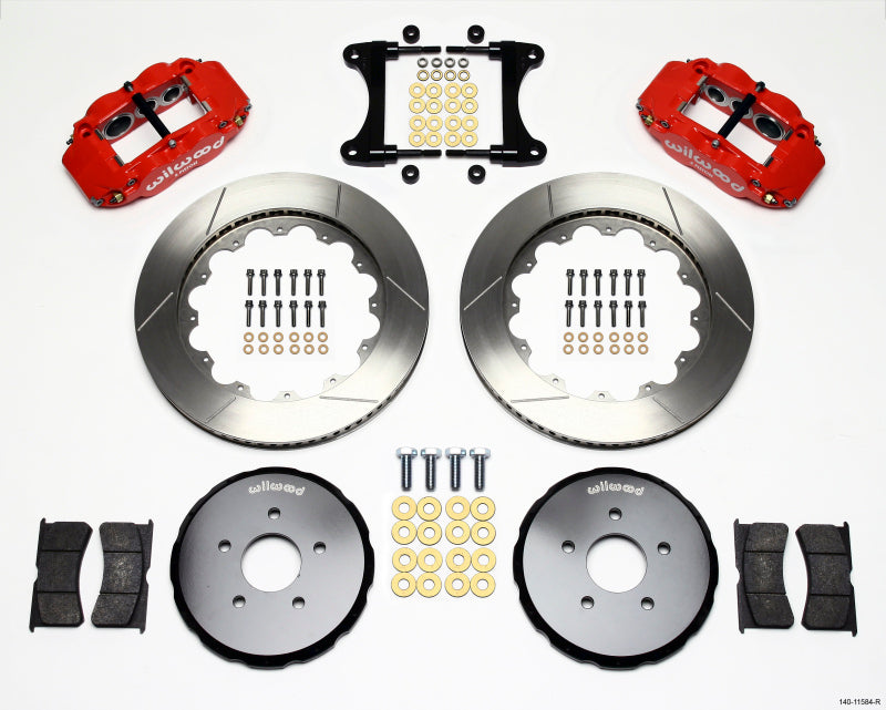 Wilwood Narrow Superlite 6R Front Hat Kit 14.00in Red Nissan 370Z/Fiti G37 Big Brake Kits Wilwood