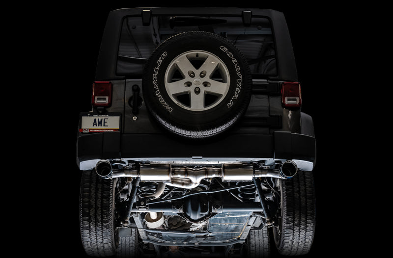 AWE Tuning 07-18 Jeep Wrangler JK/JKU 3.6L Tread Edition Axle-Back Dual Exhaust - Diamond Black Tips Catback AWE Tuning