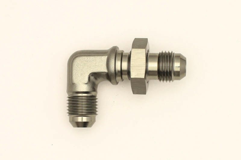 DeatschWerks 6AN Male Flare To 6AN Male Flare Bulkhead Adapter 90-Degree (Incl. Nut) Fittings DeatschWerks