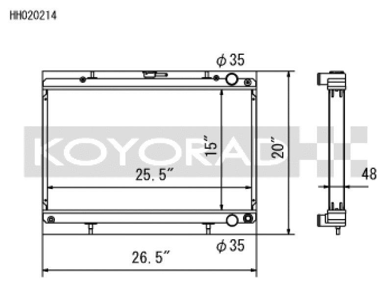 Koyo Nissan 89-93 Skyline GT-R/GT-S 2.6L (t)/88-94 Cefiro 2.0L (t)/89-93 Laurel 2.0L (t) Radiator Radiators Koyo