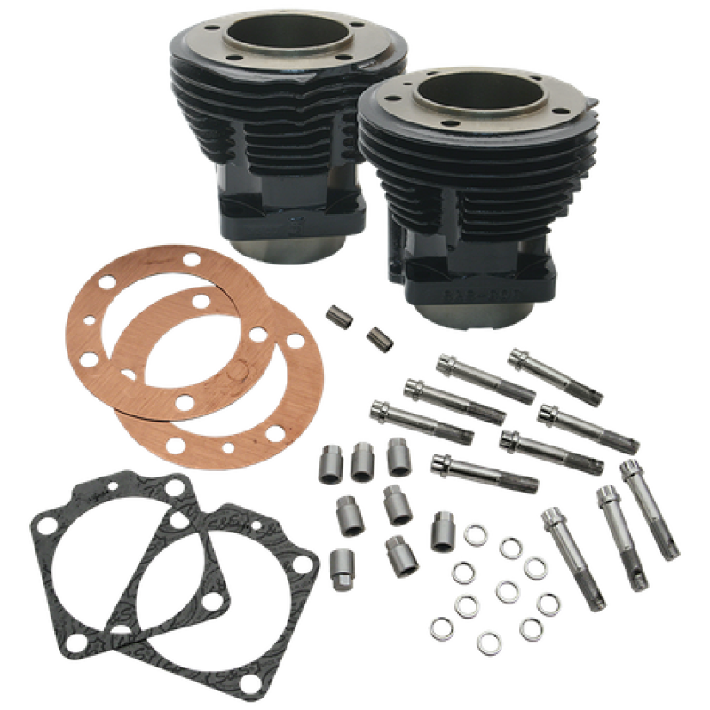 S&S Cycle 66-78 74in BT & Stock Bore Strokers 3-7/16in Bore Cylinders - Gloss Black Piston Sets - Powersports S&S Cycle