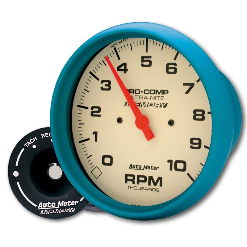 AutoMeter Gauge Tach 5in. 10K RPM In-Dash W/Peak Memory Glow In Dark Ultra-Nite Gauges AutoMeter