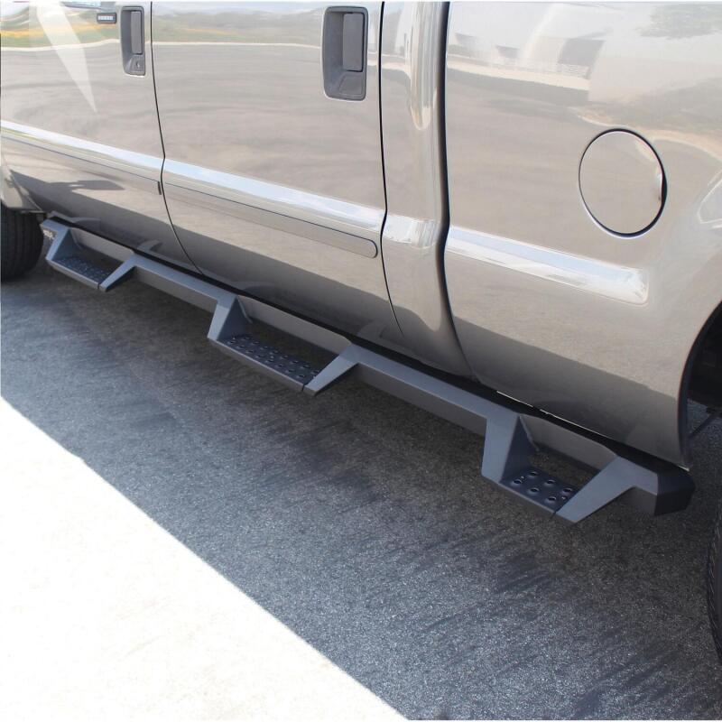Westin 99-16 Ford F-250/350/450/550 CC (6.75ft Bed) HDX Drop Whl to Whl Nerf Step Bars - Text Blk Nerf Bars Westin