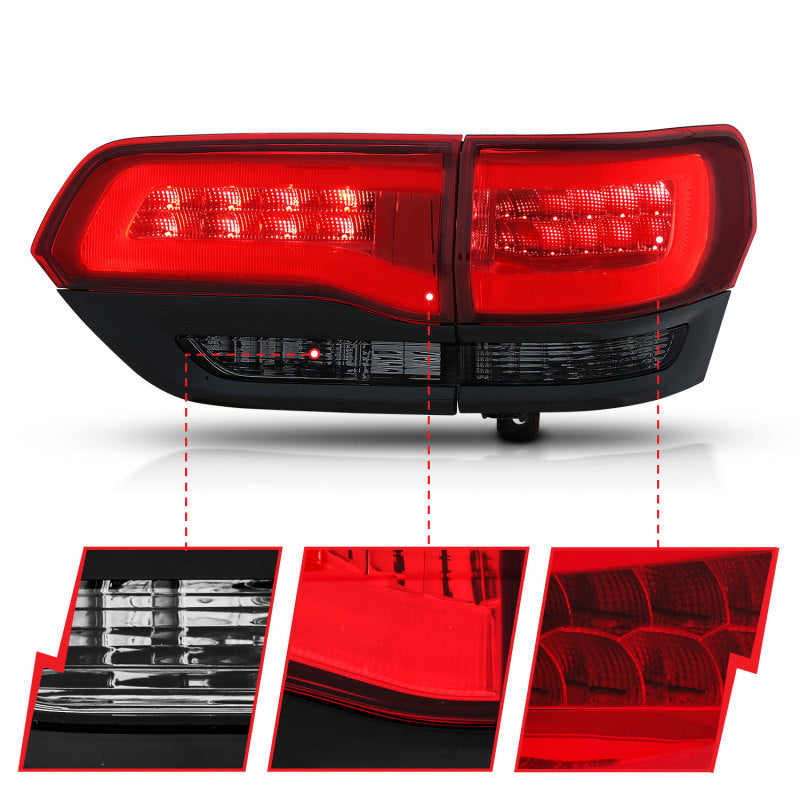 ANZO 2014-2016 Jeep Grand Cherokee LED Taillights Red/Smoke Tail Lights ANZO