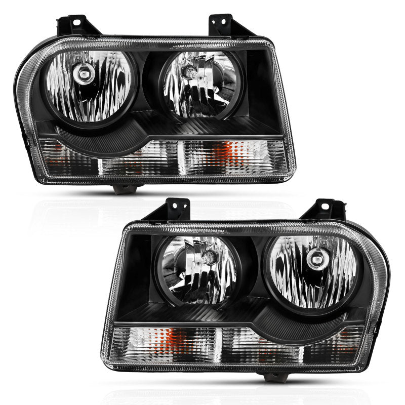 ANZO 2005-2010 Chrysler 300 Crystal Headlight Black Headlights ANZO