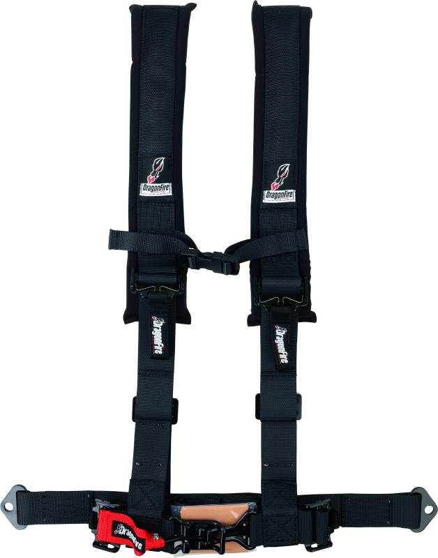 DragonFire Racing Harness- H-Style- 4-Point- 2in Buckle- Black Seat Belts & Harnesses DragonFire Racing