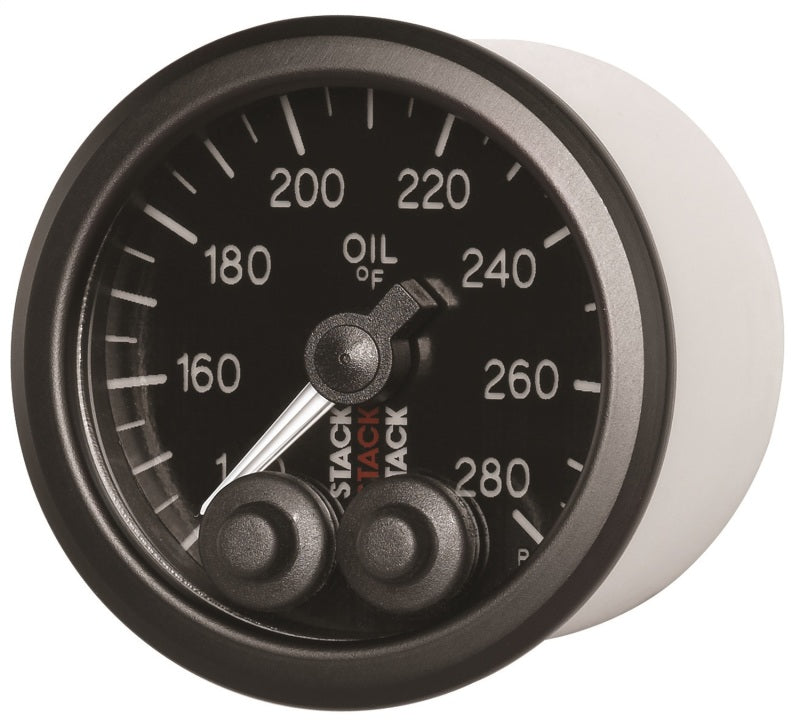 Autometer Stack Instruments 52mm 140-280 Deg F 1/8in NPTF Male Pro Control Oil Temp Gauge - Black Gauges AutoMeter