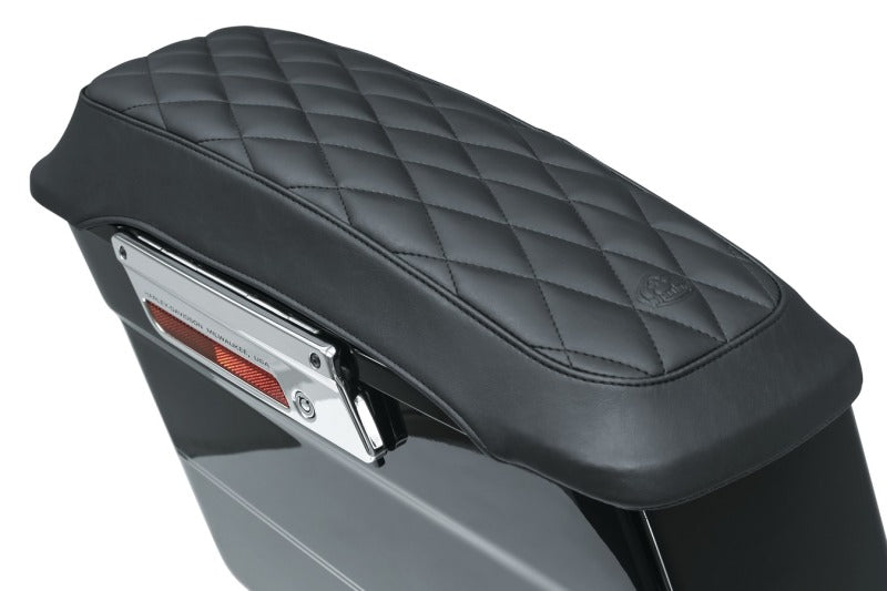 Mustang 93-13 Harley FL Touring Saddlebag Lid Covers Diamond Stitch - Black Seat Covers Mustang Motorcycle