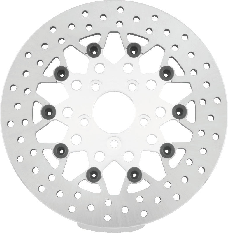 Twin Power 08-Up FLH FLT Rear 11.8in Floating Rotor Mesh Silver Brake Rotors - OE TwinPower