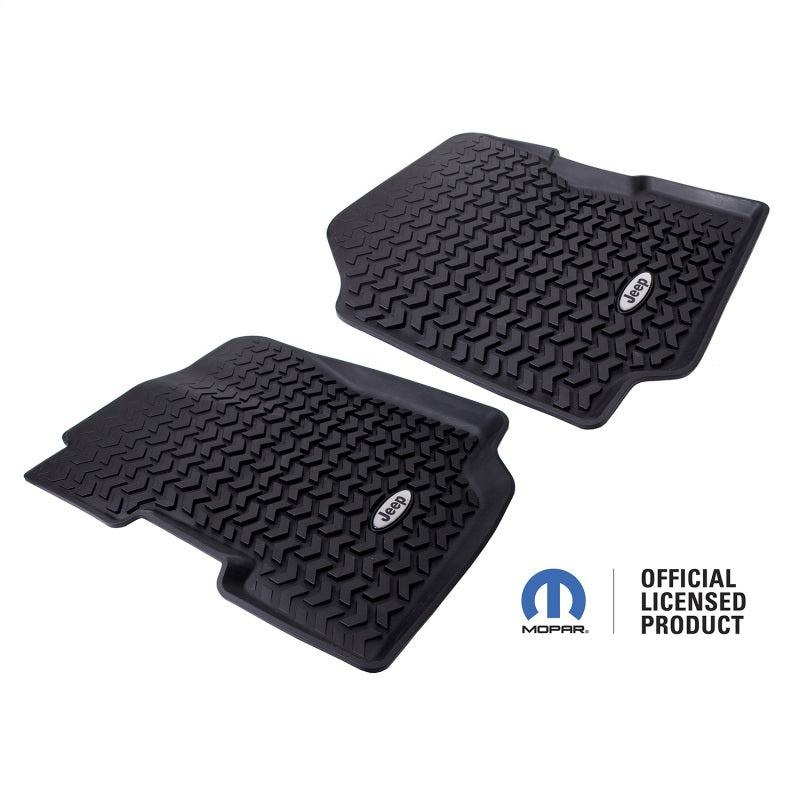 Rugged Ridge Floor Liner Front Black 1976-1995 Jeep Logo CJ-7 / CJ-8 / Jeep Wrangler YJ Floor Mats - Rubber Rugged Ridge