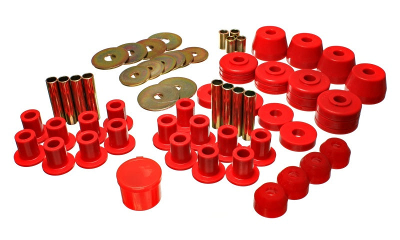 Energy Suspension 72-85 Dodge/Plymouth 1/2 & 3/4 Ton S/C Pickup Red Hyper-Flex Master Bushing Set Bushing Kits Energy Suspension