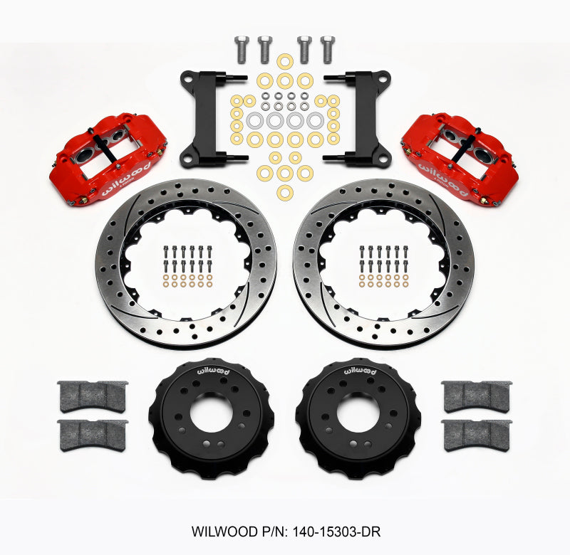 Wilwood Narrow Superlite 6R Front Hat Kit 13.06 Drilled Red 63-87 C10 w/ Wilwood Pro Spindles Big Brake Kits Wilwood