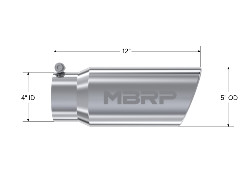 MBRP Universal Tip 5 O.D. Angled Rolled End 4 inlet 12 length Steel Tubing MBRP