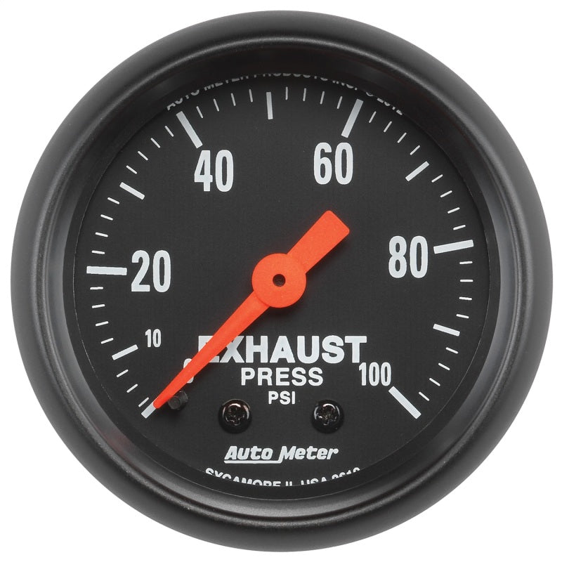 Autometer Z Series 2-1/16in 0-100 PSI Mechanical Exhaust Pressure Gauge Gauges AutoMeter