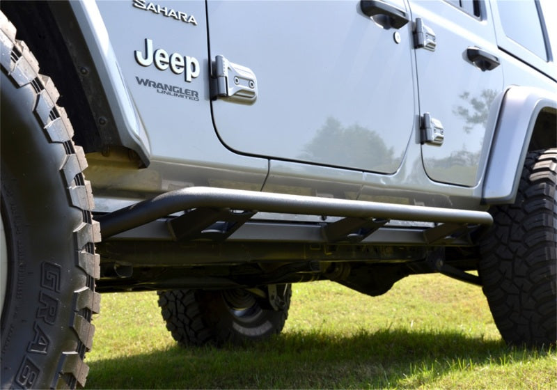N-Fab Trail Slider Steps 2020 Jeep Wrangler Gladiator JT 4 Door All Beds - SRW - Textured Black Body Armor & Rock Rails N-Fab