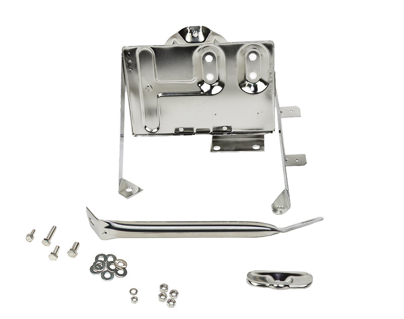 Kentrol 76-86 Jeep CJ Battery Tray with support arm - Polished Silver Batteries Kentrol