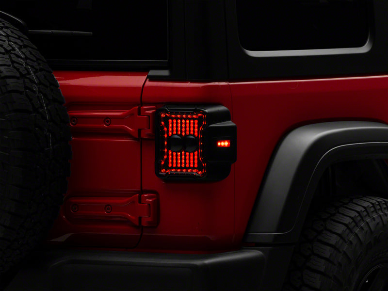 Raxiom 18-23 Jeep Wrangler JL Axial Series Linear LED Tail Lights- Blk Housing (Smoked Lens) Tail Lights Raxiom