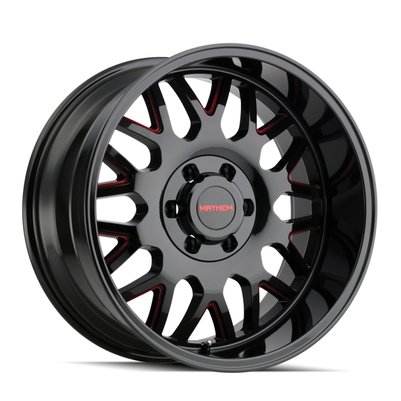 Mayhem 8110 Tripwire 20x9 / 8x165.1 BP / 0mm Offset / 130.8mm Hub Black w/ Prism Red Wheel Wheels - Cast Mayhem