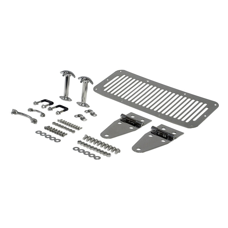 Rugged Ridge 76-86 Jeep CJ / 87-95 Jeep Wrangler Stainless Steel Hood Dress Up Kit Hoods Rugged Ridge