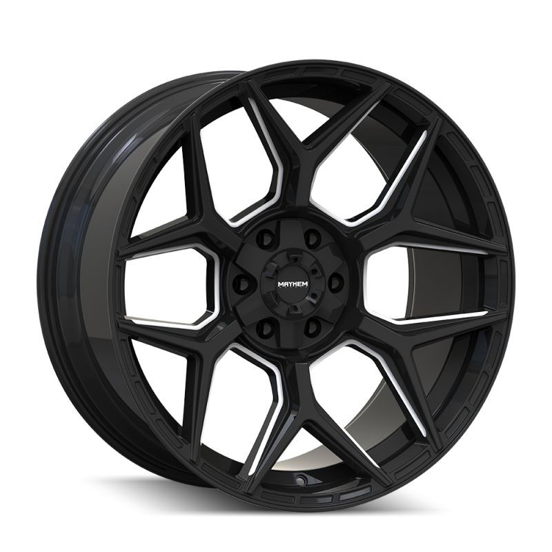 Mayhem Vanquish 8119 22x10 / 6x135/6x139.7 / -19mm Offset / 106.1mm Hub - Gloss Black Milled Wheels - Cast Mayhem