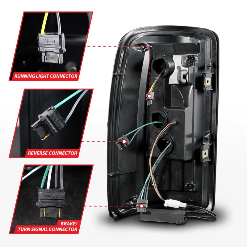 ANZO 00-06 Chevrolet Tahoe / GMC Yukon Full LED Taillights w/ Lightbar Black Housing/Clear Lens Tail Lights ANZO