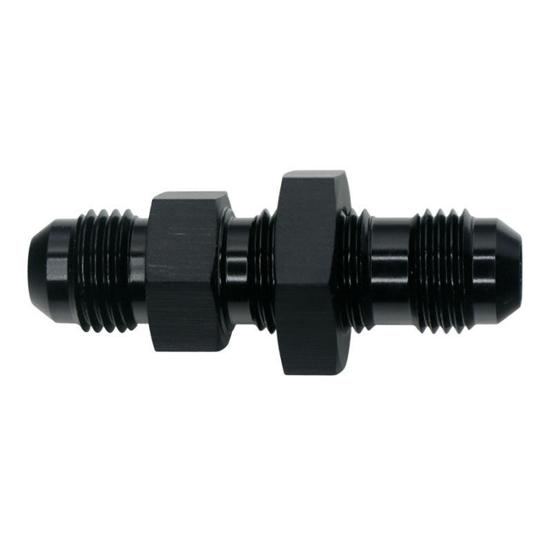 DeatschWerks 6AN Male Flare to 6AN Male Flare Bulkhead Adapter (Incl Nut) - Anodized Matte Black Fittings DeatschWerks