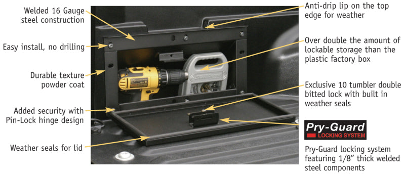 Tuffy Truck Bed Lockbox W/ Combo Lock For Toyota Tacoma Cargo Organization Tuffy Products
