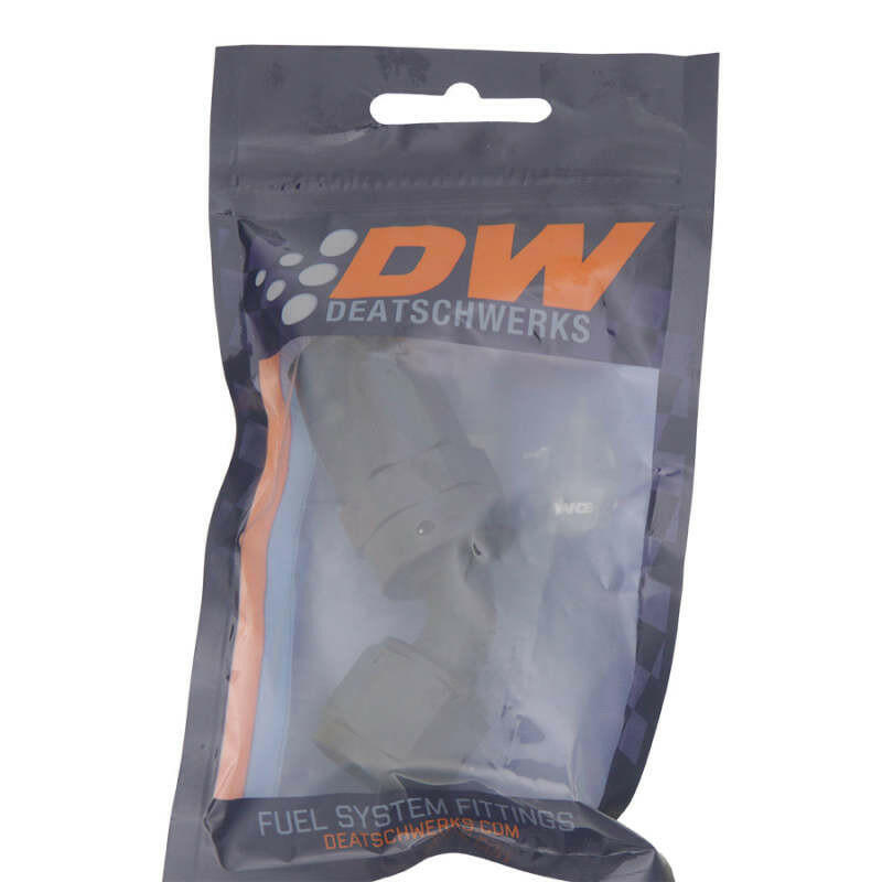DeatschWerks 6 AN Female Flare Swivel 60-Degree Hose End CPE - Anodized Matte Black Fittings DeatschWerks