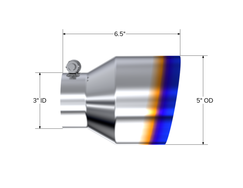 MBRP T304 Stainless Steel Burnt End Angle Cut Exhaust Tip - 3in. ID / 5in. OD / 6.5in. Length Tips MBRP