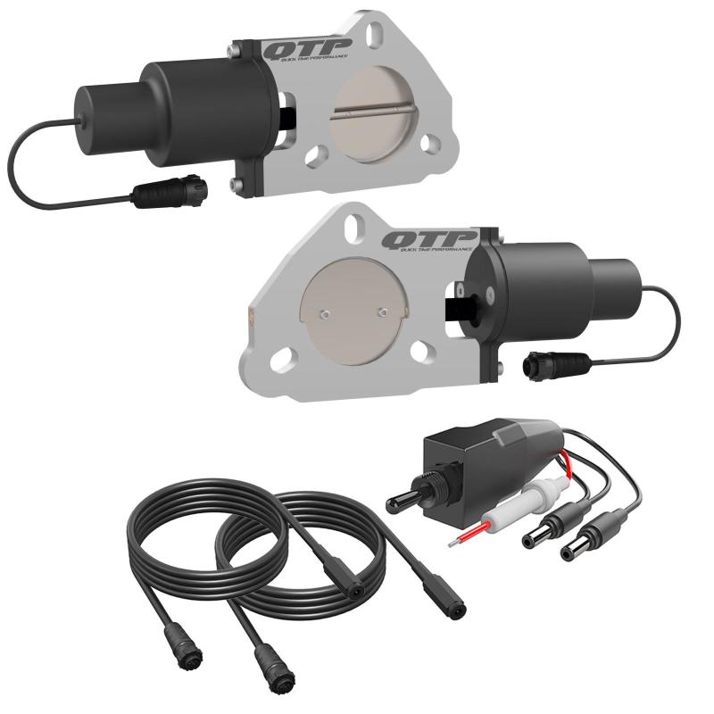 QTP 2.5in Bolt-On QTEC Dual Electric Cutout Valves - Pair Exhaust Cutouts QTP