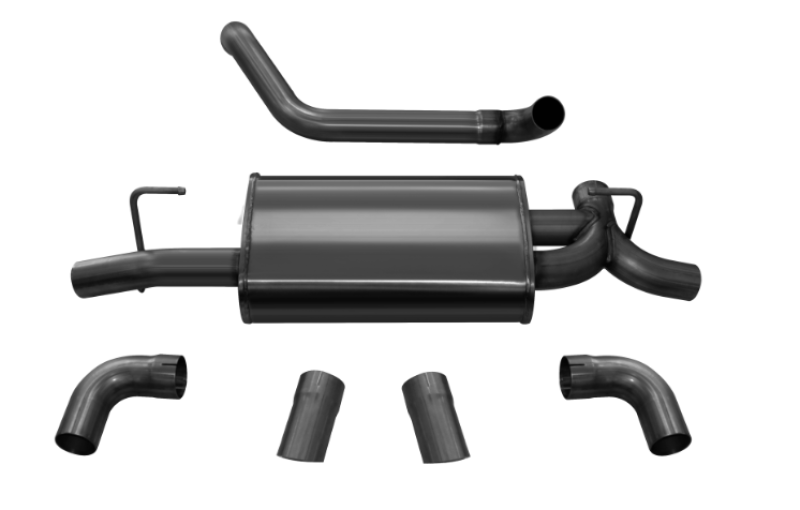 Corsa 2018-2025 Jeep Wrangler JL 2.5in Dual Rear Turn Down Exit Black Sport Axle-Back Exhaust Axle Back CORSA Performance